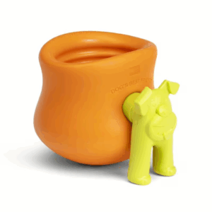 Westpaw-Zogoflex-Toppl-Stopper-Head-Vorderteil-gruen-Hundegesicht-in-orangem-Snackball-zum-Verschlie